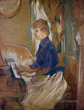 au piano madame juliette pascal au salon du château de malrome 1896 Toulouse Lautrec Henri de Peinture à l'huile